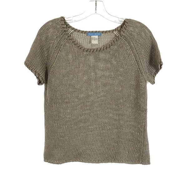 Size Medium White + Warren Open Knit Linen Sweater - Picture 1 of 3